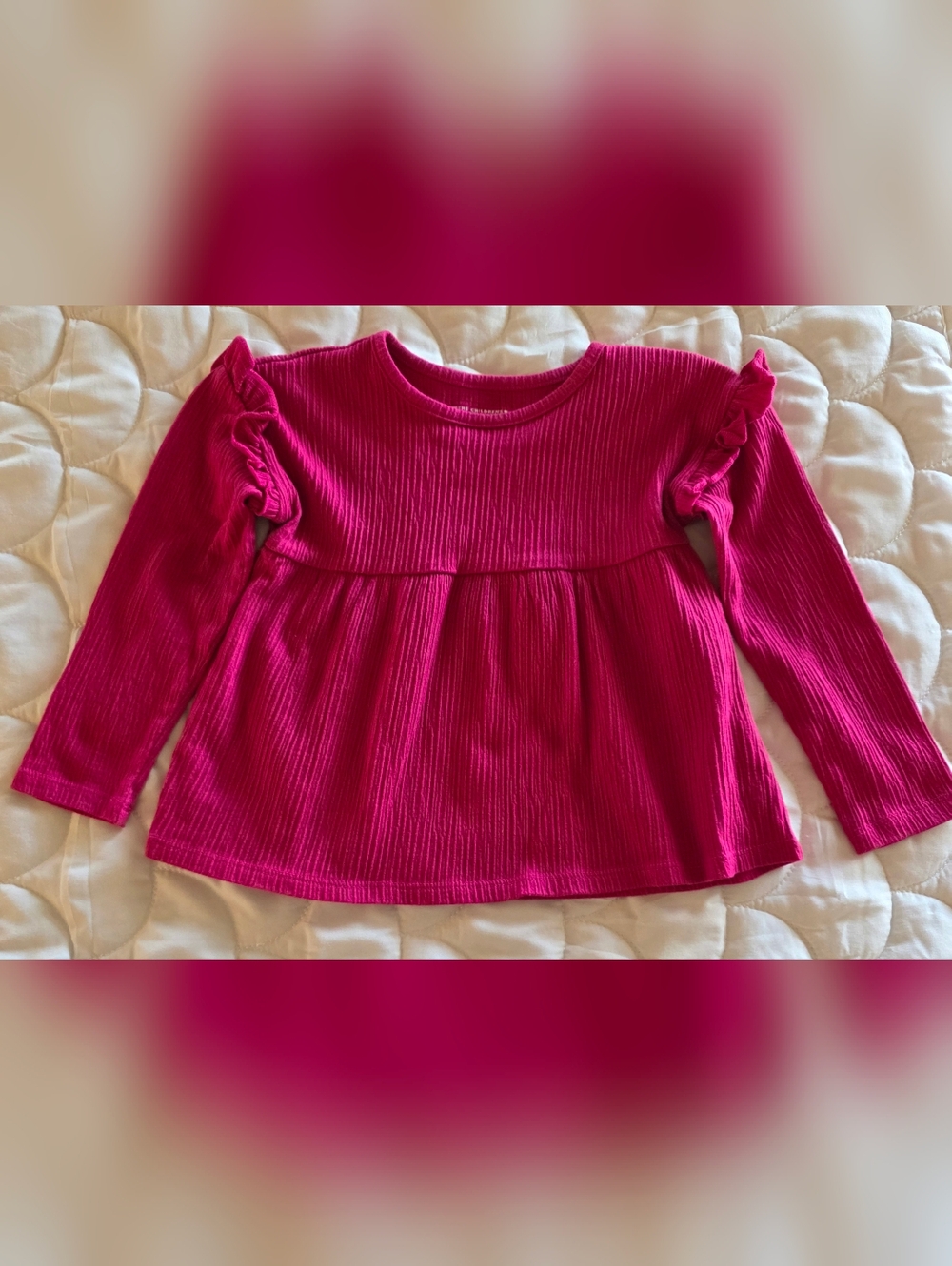 Children's Place Girls' Fuchsia Long-Sleeve Ruffle Yoke Top